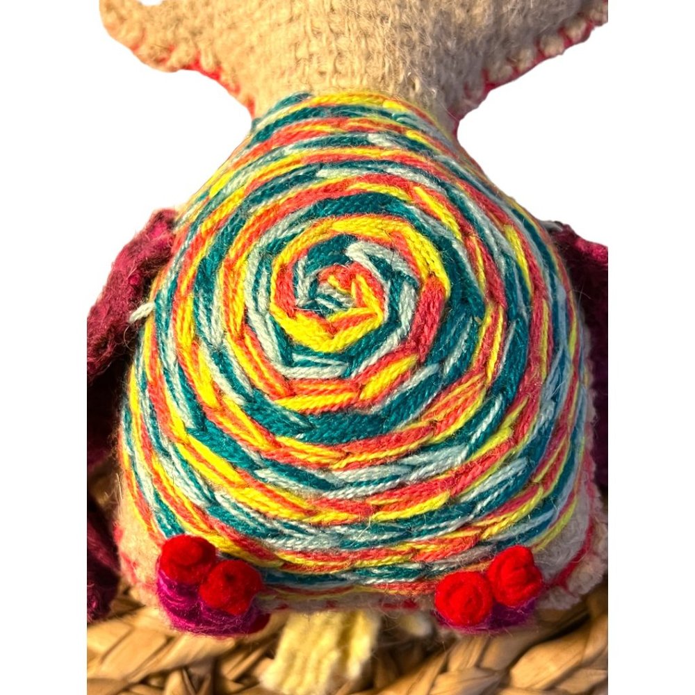 NWOT Wool Owl Folk Art Handmade, Handstitched Artisanal Decor Toy Charming Boho - Picture 5 of 11